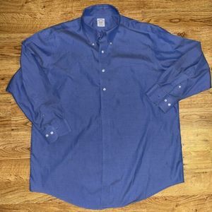 Brooks Brothers 1818 Men's Sz 17.5 2/3 Dress Shirt Blue Button Down Solid
